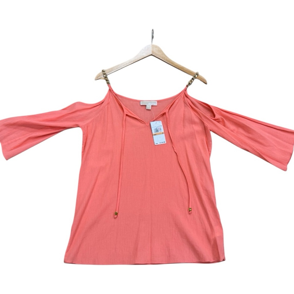 NWT MICHAEL KORS Caribbean Salmon Pink Blouse Size S
